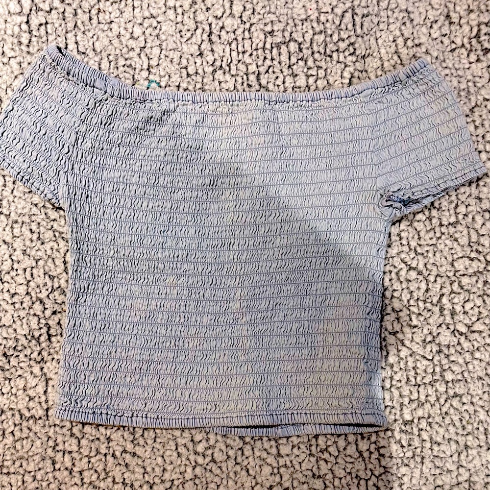 Sky blue off the shoulder crop top